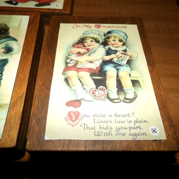 crafted wooden picture. set of 4 - Picture 3 of 6